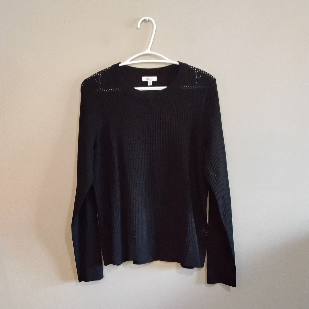 Reitmans Black Rib Open Knit Weave Crew Neck Sweater – Large (Tagged XXL) NWoT - Picture 2 of 16